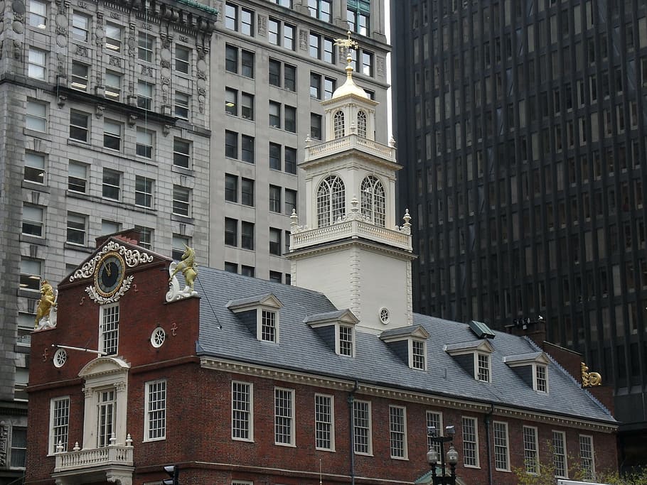 boston, old state house, massachusetts, dom trail, architecture, building exterior, built structure, building, history, the past