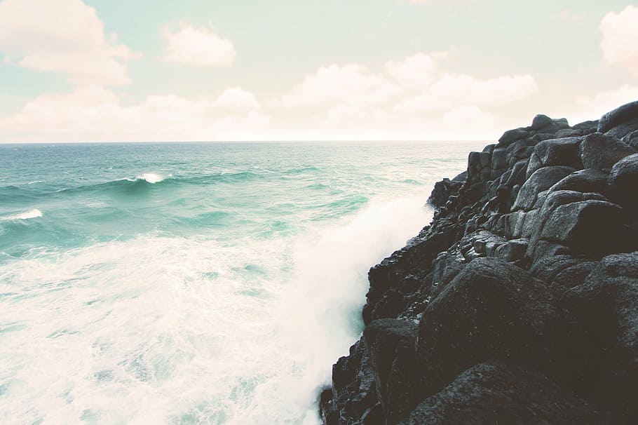 waves, crashing, rock formation, daytime, rock, coast, water, ocean, sea, nature
