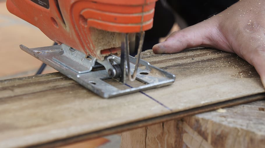 serra, tico tico, cuchilla, madera, trabajo, carpintería, equipos, corte, herramienta, trabajador