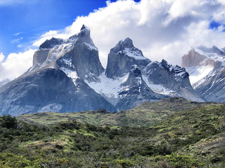 fotografía de paisaje, nevado, montañas, torres del paine, sudamérica, patagonia, chile, andes, desierto, picos