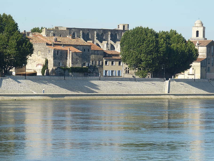 arles, france, rhône, old town, historically, tower, bank, promenade, river, architecture