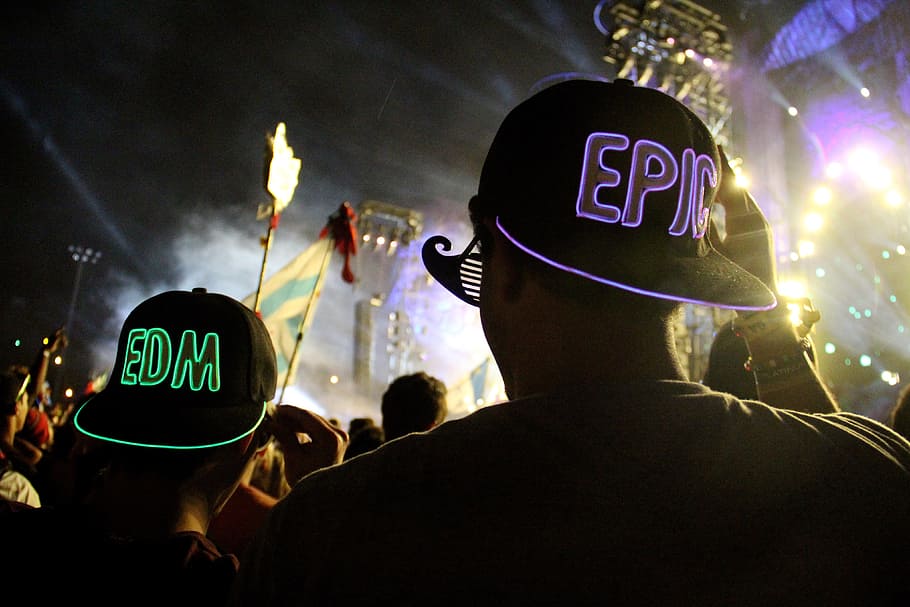 crowd, electronic, music festival, People, electronic music, festival, music, party, night, men