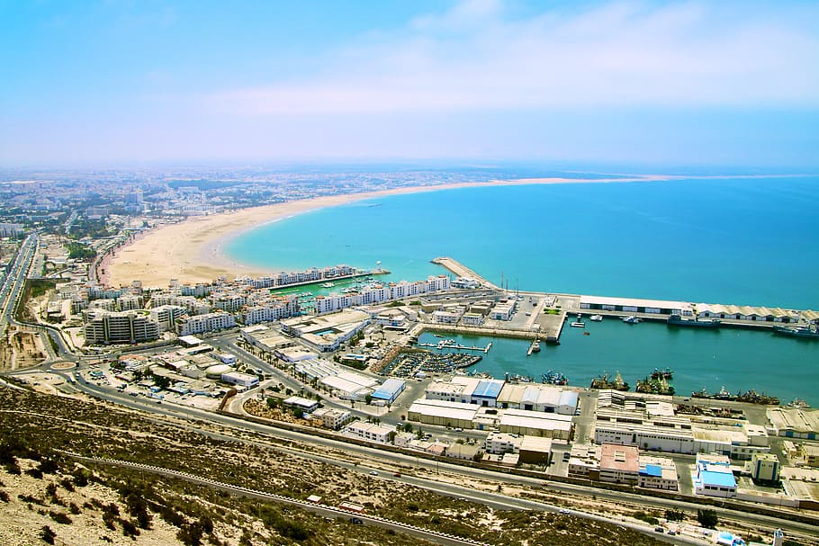 Agadir, Marruecos, África, mar, playa, océano, arquitectura, agua, estructura construida, exterior del edificio
