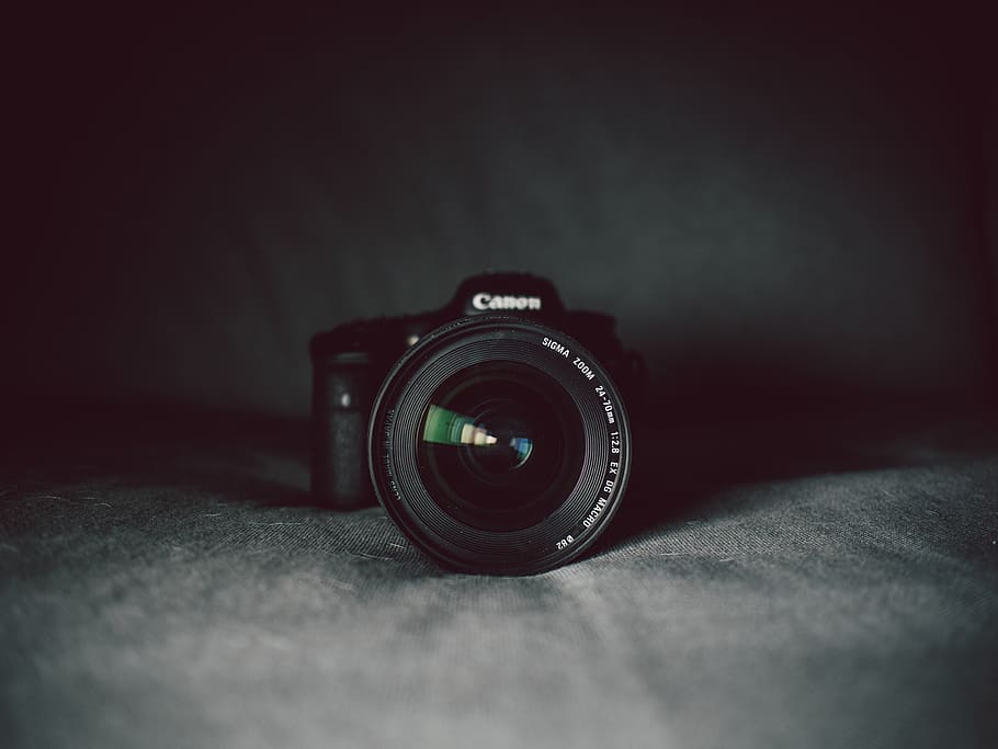 black, canon dslr camera, suede apparel, camera, digital, photography, isolated, technology, lens, equipment