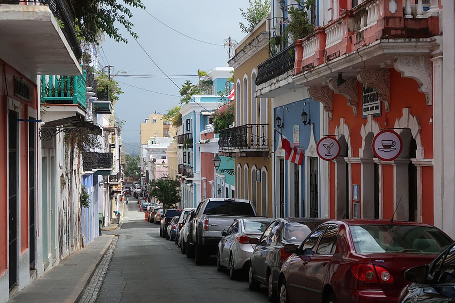 puerto rico, san juan, old street, mode of transportation, motor vehicle, transportation, car, building exterior, architecture, land vehicle