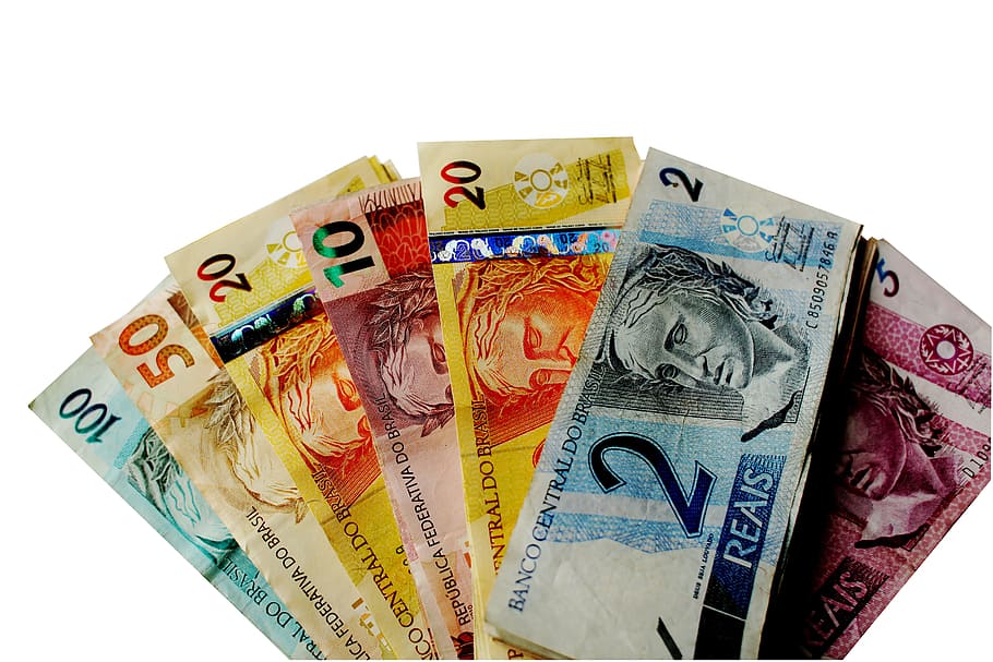 Boletas, Dinero, Nota, real, moneda brasileña, Brasil, cincuenta dólares, moneda, ingresos, salario