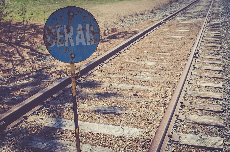 train, railway, track, metal, sign, derail, travel, rail transportation, railroad track, transportation