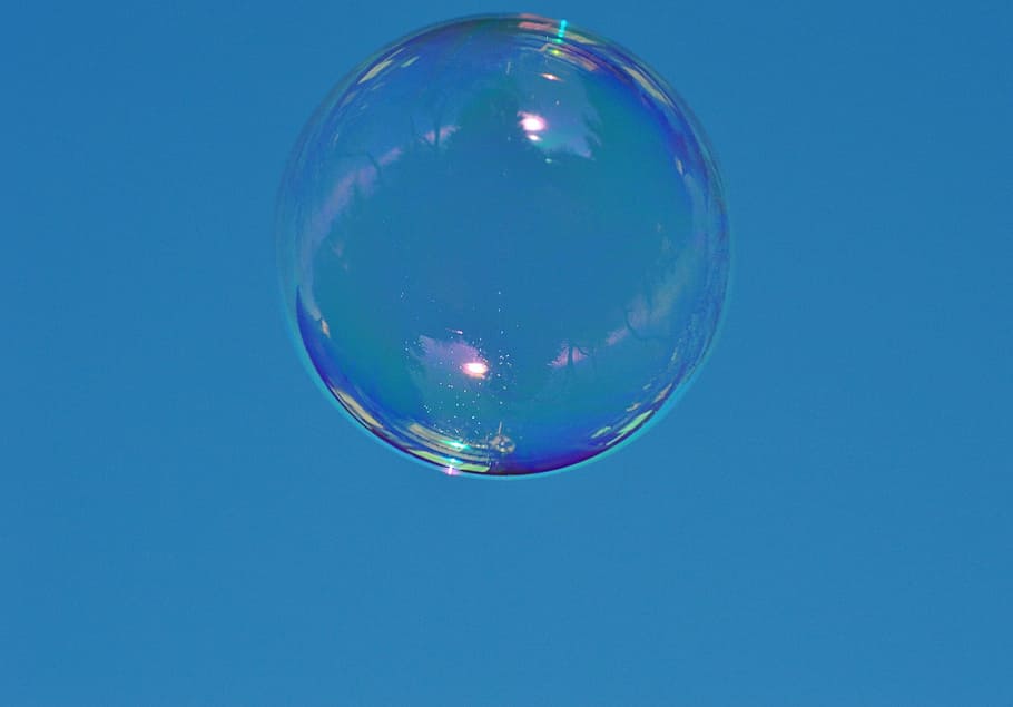 soap bubbles, colorful, balls, soapy water, make soap bubbles, float, mirroring, soap Sud, bubble, blue