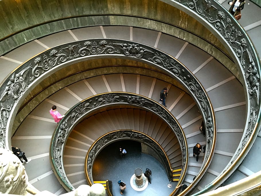 italy, stairs, vatican, historically, building, architecture, rome, spiral staircase, spiral, built structure