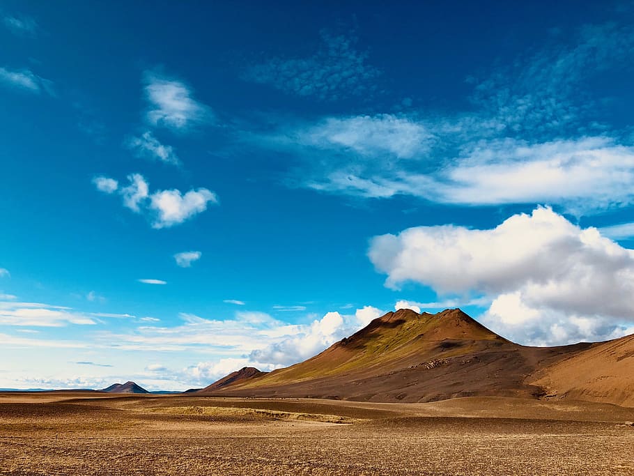 montanhas, islândia, paisagem, natureza, nuvens, céu, belo, palco, colorido, areia