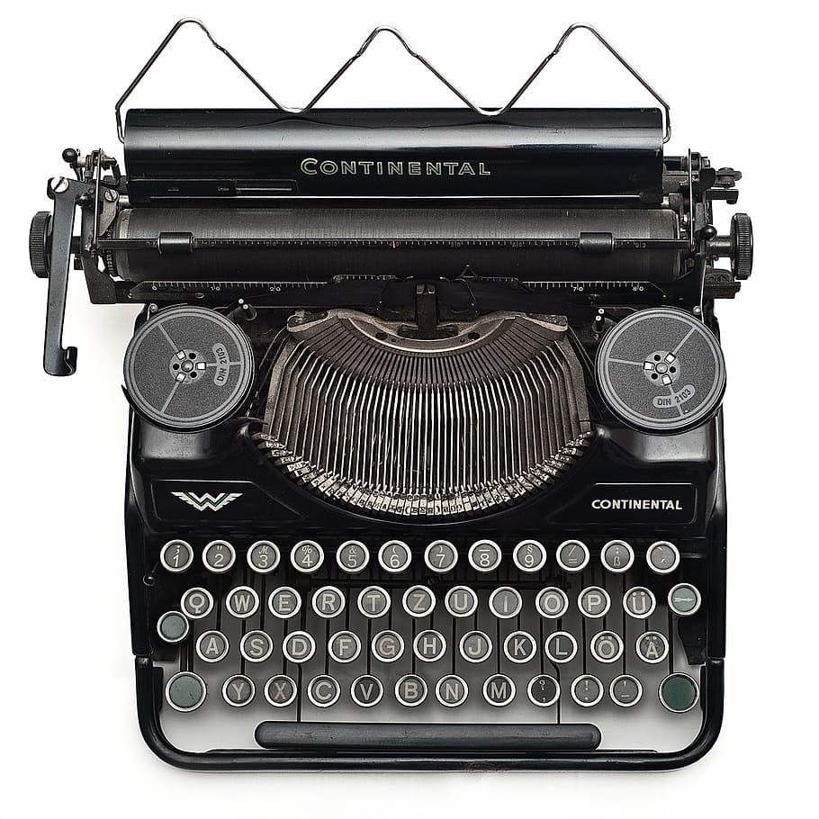 black continental typewriter, letters, old, typewriter, vintage, old-fashioned, retro styled, text, equipment, machinery