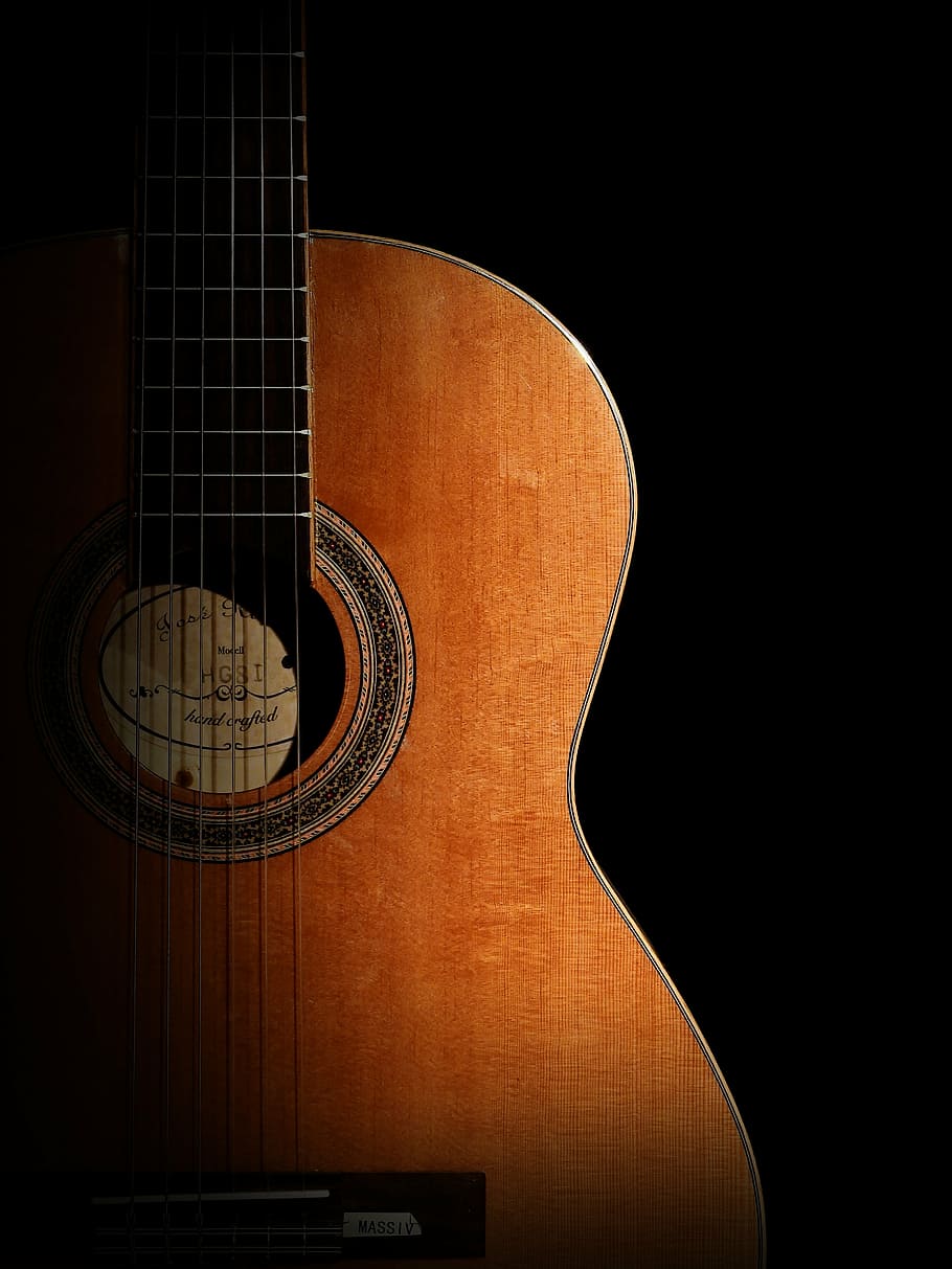 photography, brown, classical, guitar, dark, background, instrument, music, acoustic guitar, strings