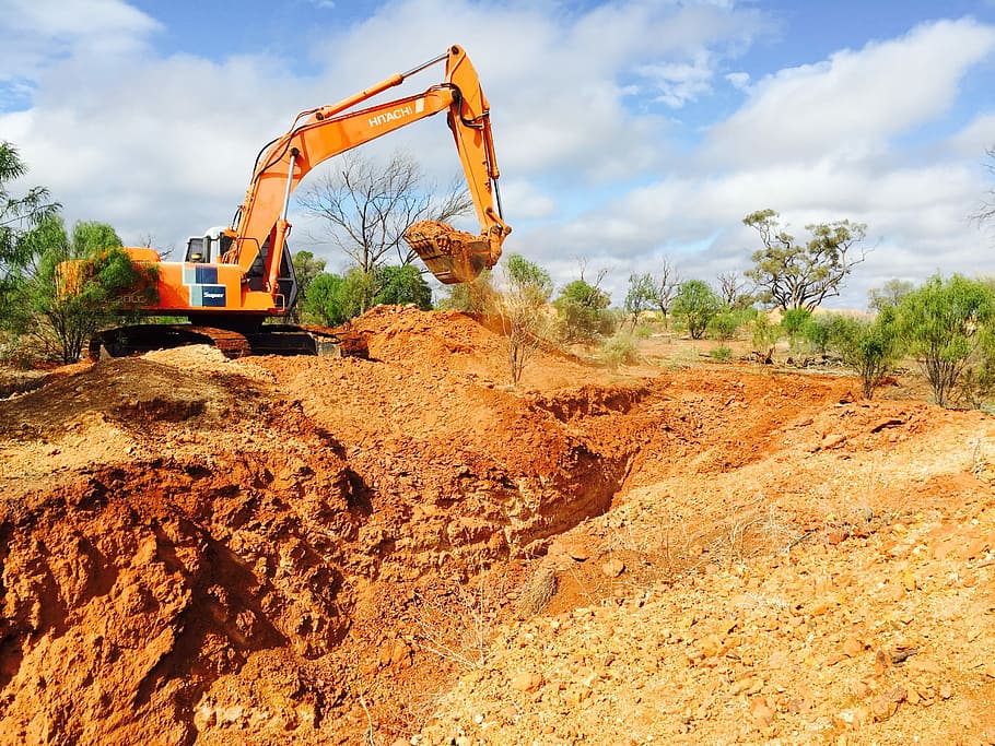 Australian, Opal, Excavator, Machinery, red, soil, digger, earth, excavation, earthmover