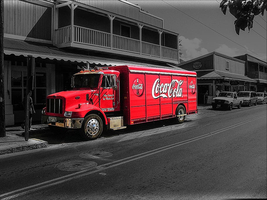 coca cola, coke, america, hawaii, big iland, lahaina, whaling, truck, transportation, land vehicle