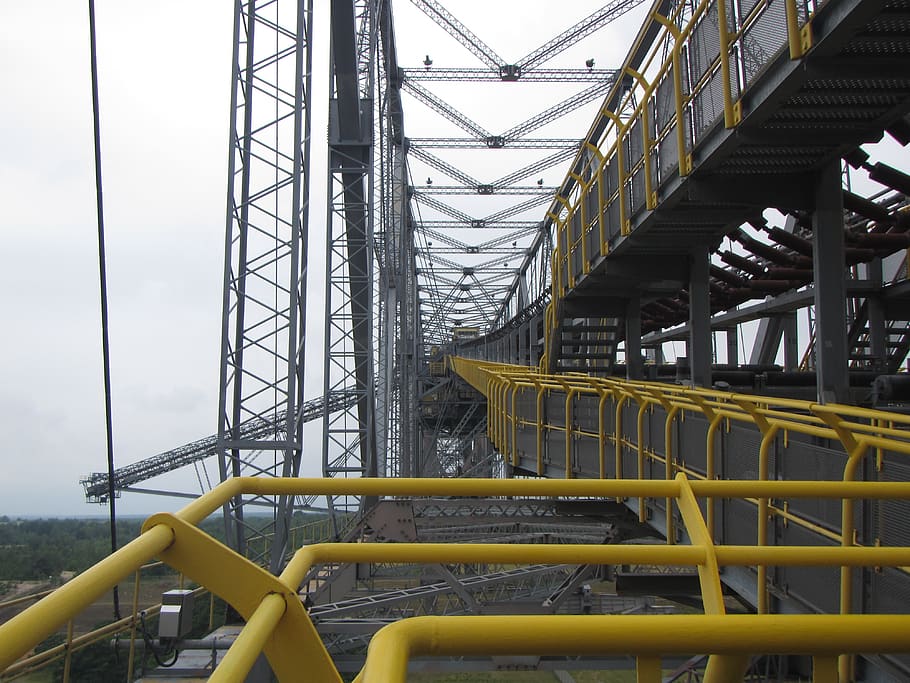 conveyor bridge, takraf, carbon, machine, brandenburg, industry, brown coal, conveyor technology, open pit mining, technology
