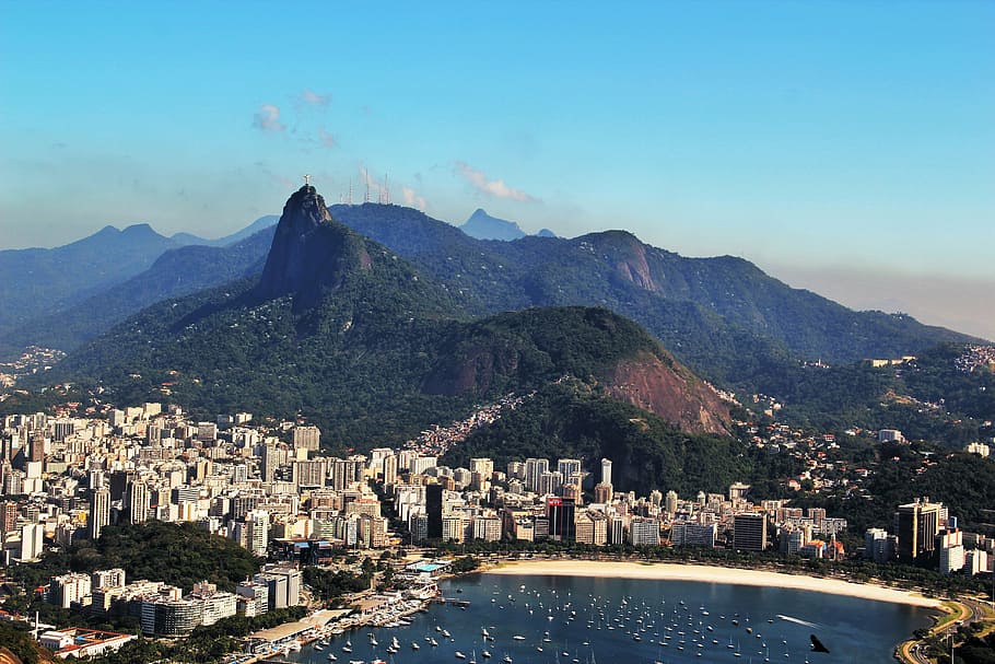 far, shot view, city buildings, body, water, rio de janeiro, views of corcovado, stunning, corcovado, view from sugarloaf