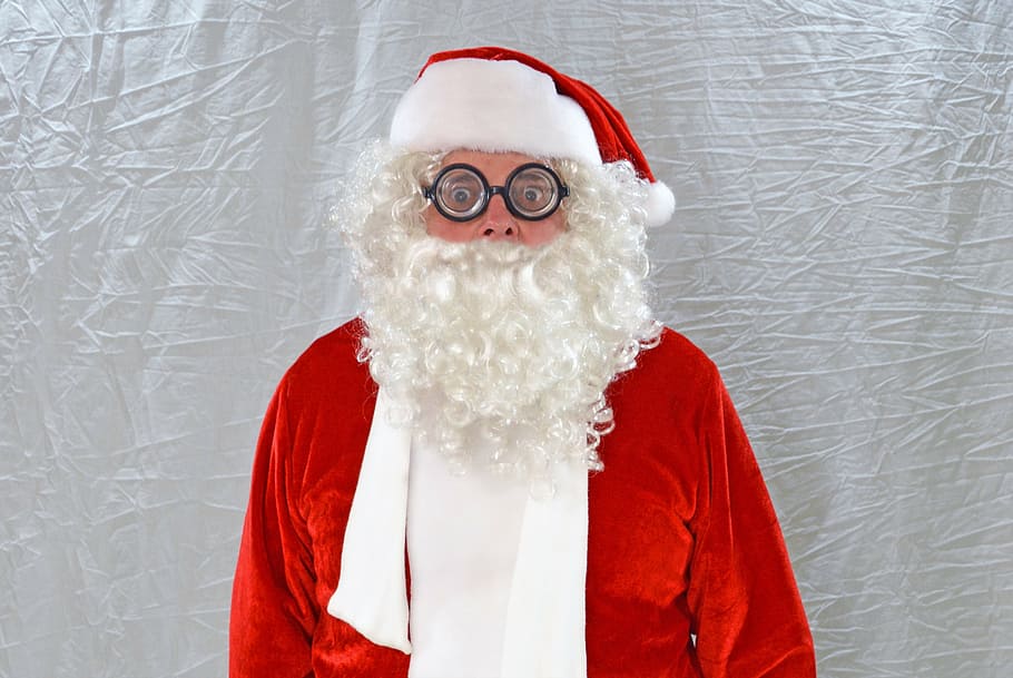 男, 身に着けている, サンタクロースの衣装, クリスマス, サンタ, ニコラス, サンタクロース, 眼鏡, 海景の贈り物, 贈り物