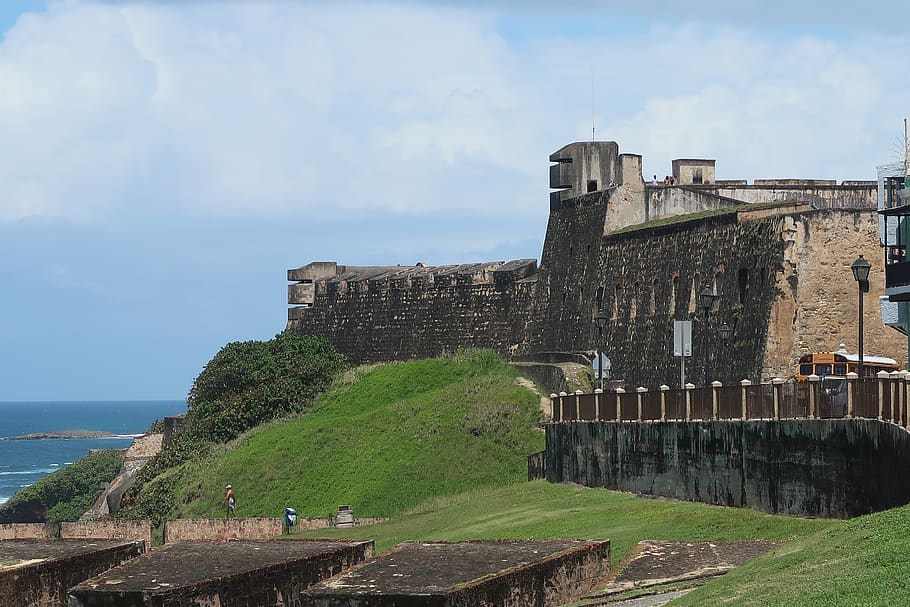 puerto rico, san juan, fort, architecture, built structure, sky, building exterior, history, the past, nature