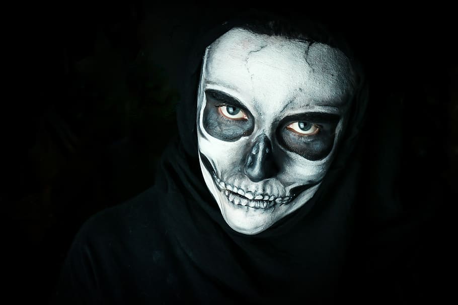 halloween, make up, scary, skull, dark, creepy, horror, fear, spooky, portrait