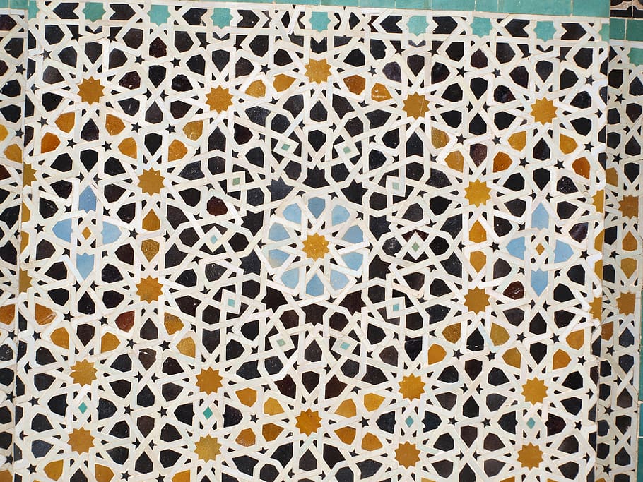 mosaik, ubin, arab, fez, lantai, afrika, warna, medina, latar belakang, tekstur