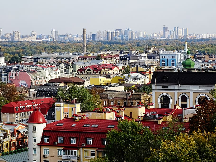 kiev, ucrânia, arquitetura, em casa, cidade, panorama, vozdvizhenka, vista superior, altura, bela