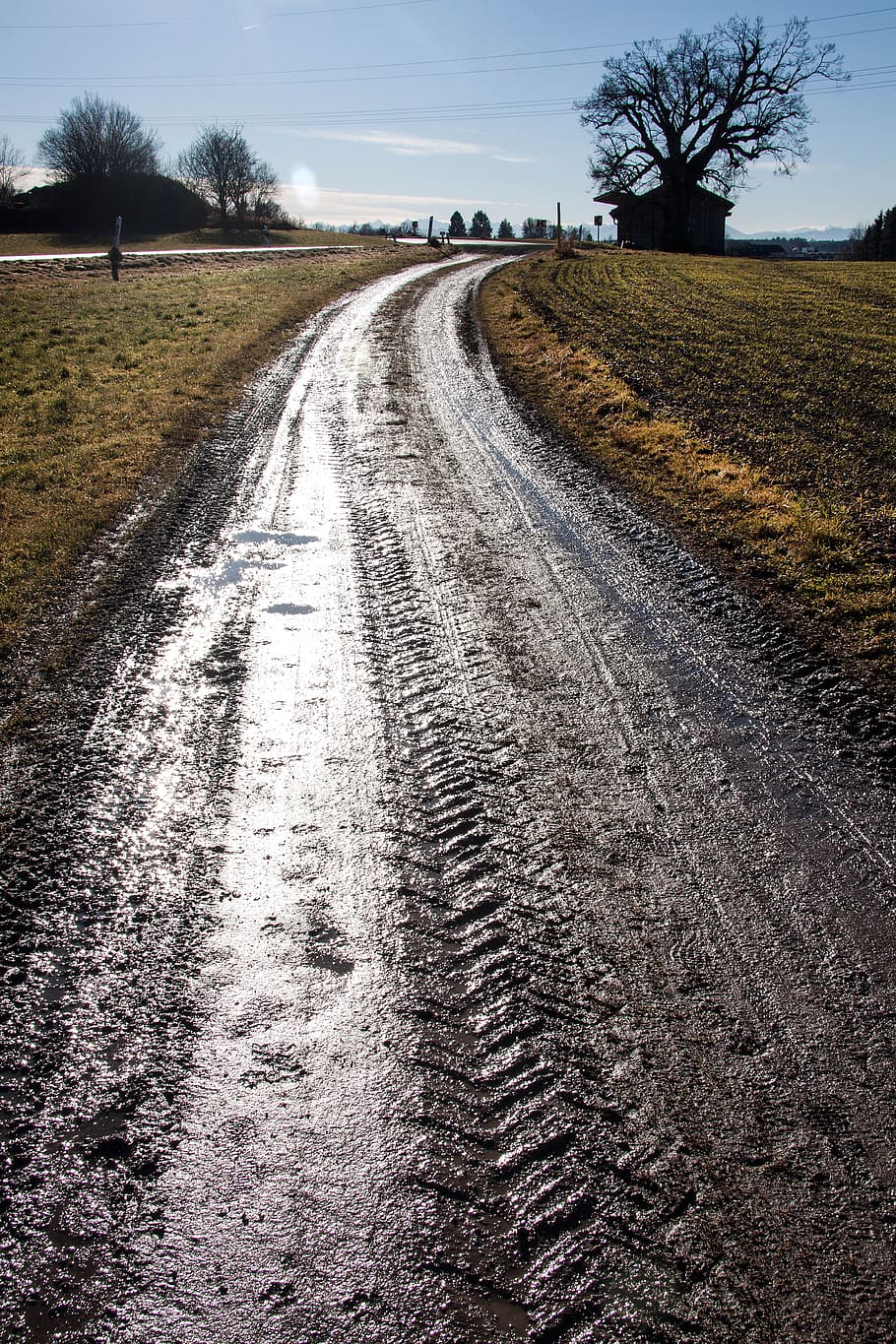 Tire, Tracks, Puddles, Arable, Dirt, lane, tire tracks, mud, road, dirt road