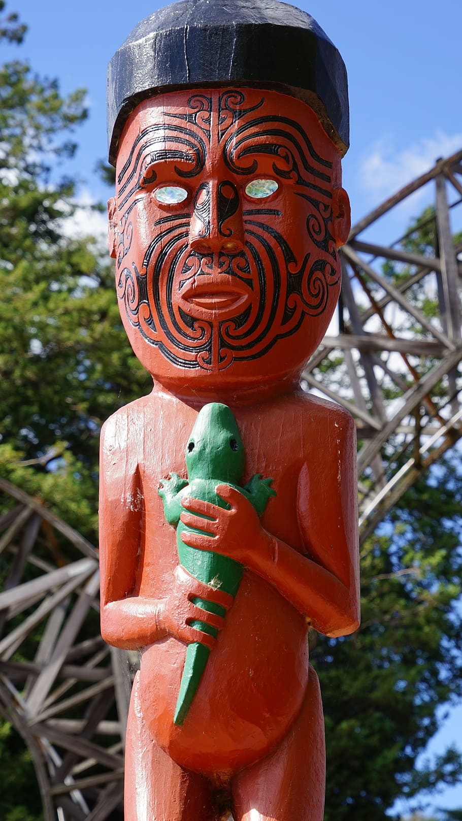 Maorí, Figura, Talla, figura maorí, manualidades, holzfigur, nueva zelanda, artesanía, cara, adorno