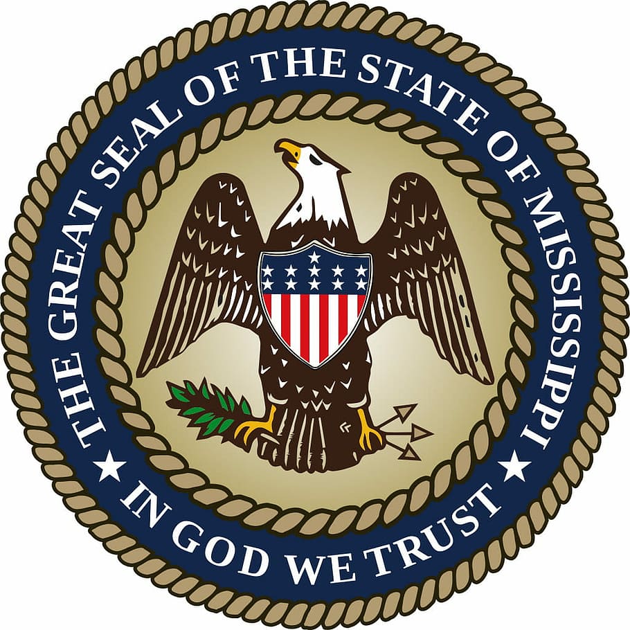 Selo do Mississippi, águia, Mississippi, domínio público, selo, Estados Unidos, insígnias, etiqueta, símbolo, sinal