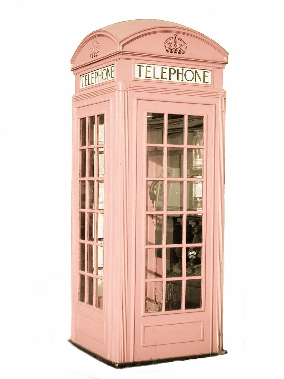 pink, white, background, Telephone booth, booth, telephone, vintage, object, to call, png