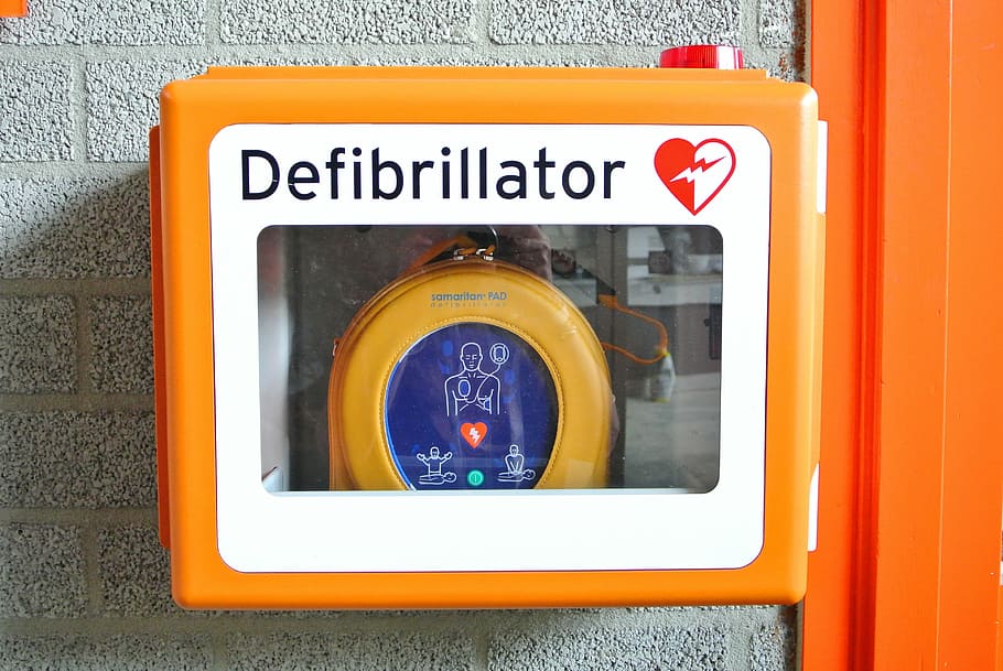 orange, white, wall, Defibrillator, Revival, First Aid, Ill, heart, disease, medical