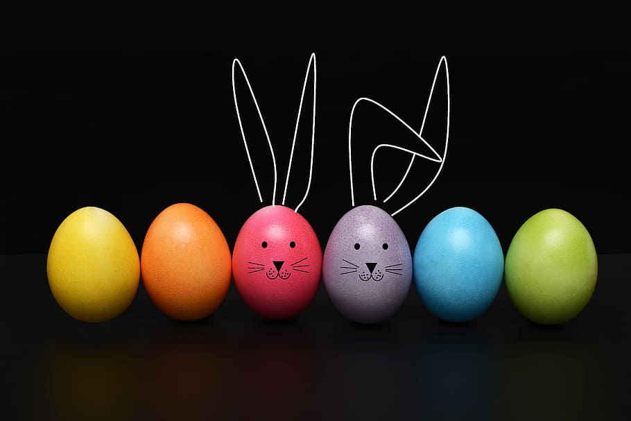 assorted-color egg figures, easter, egg, easter egg, rabbit, ears, funny, color, easter eggs, holiday
