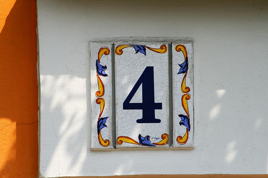casa, dirección, 4, cuatro, decoración, pared - característica de construcción, ninguna persona, señal, comunicación, interiores