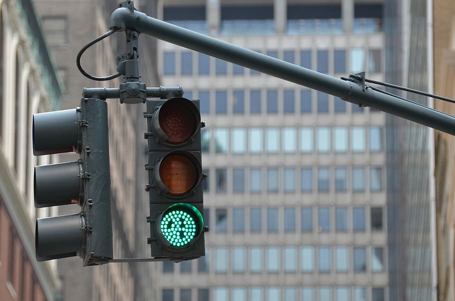 Traffic Lights, Green Light, traffic, street, contemporary, the traffic, at new york, road street, cars, green