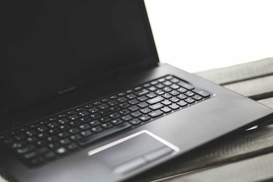 black lenovo laptop, black, notebook, laptop, keyboard, computer, technology, work, time, connection
