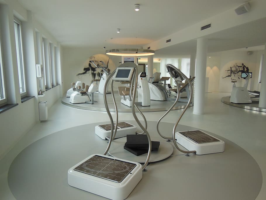 three, white-and-silver, exercising, machines, inside, building, fitness studio, fitness facility, elite fitness studio, munich