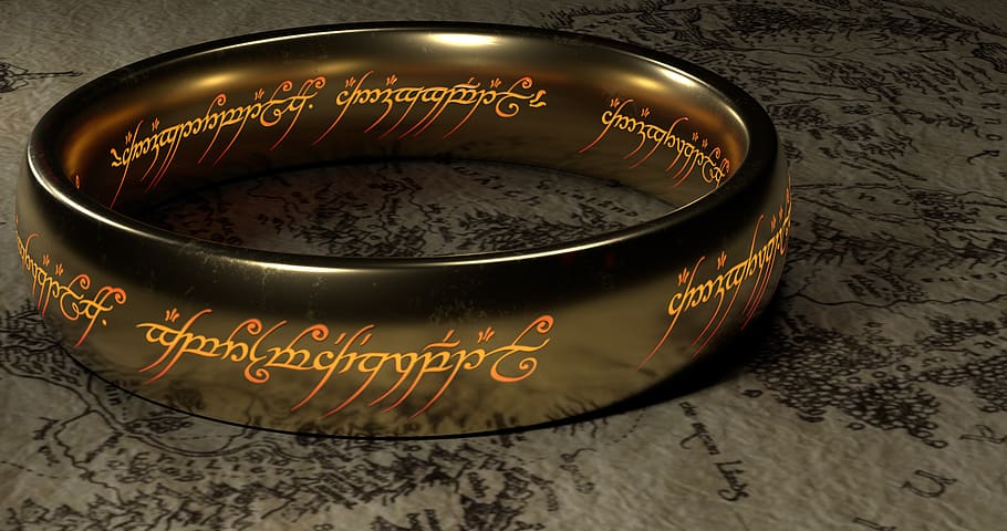 cincin, penguasa cincin, hobbit, naga, sihir, metalik, gollum, tolkien, berkilau, reflektif