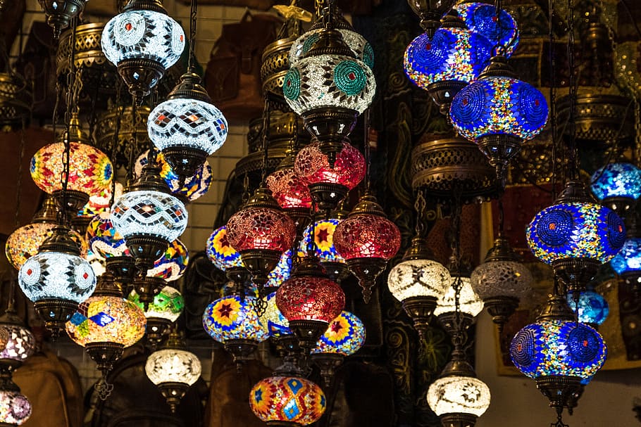 Lampu, Maroko, Warna, warna-warni, keliling, afrika, penjualan, toko, perdagangan, dekorasi
