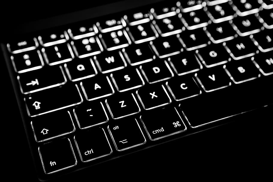 retroiluminado, teclado, computadora portátil, Primer plano, tecnología, negocios, computadora, trabajo, computadora Teclado, llave de computadora