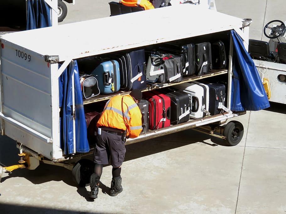 男, 立っている, 横にある, ファイル, 荷物バッグ, 手荷物, 旅行, 荷物, 旅, スーツケース