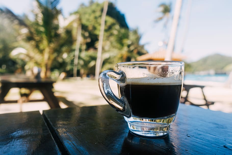 paraíso tailandês, café expresso, tailandês, paraíso, bebida, xícara, café, calor - temperatura, praia, ao ar livre