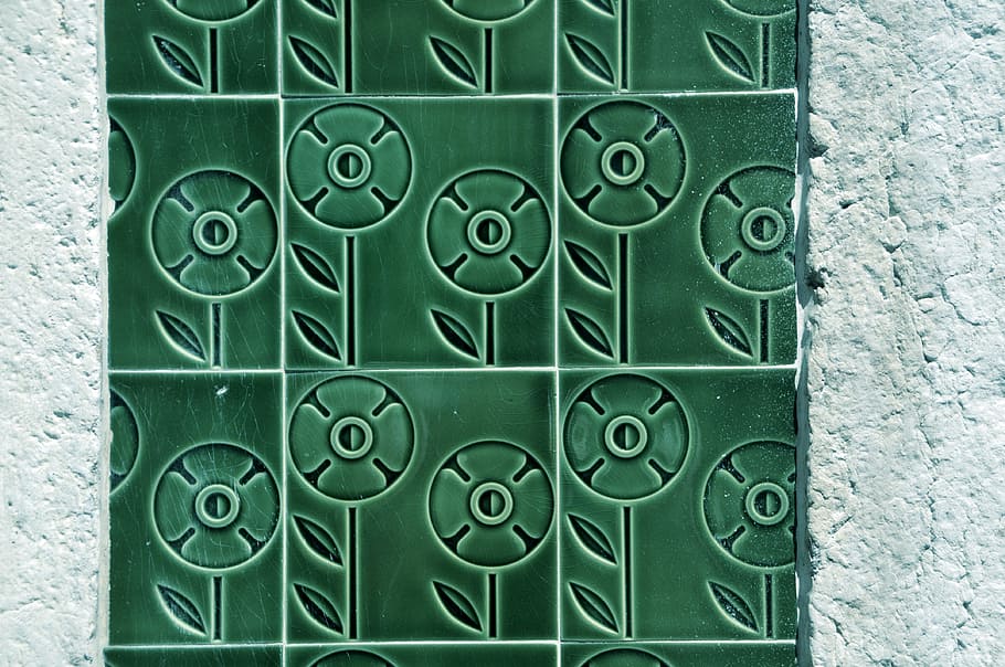 Tile, Portugal, House, Facade, hauswand, house facade, pattern, architecture, wall - Building Feature, green color