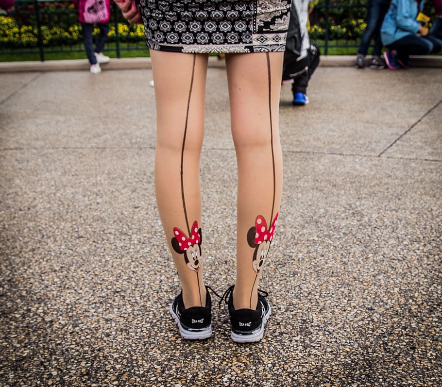 mickey, minnie, legs, tights, skirts, shoes, disney, low section, human body part, body part