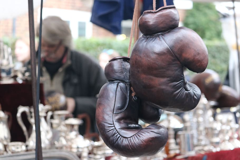 glove, boxing, flea market, boxer, vintage, focus on foreground, occupation, people, real people, day