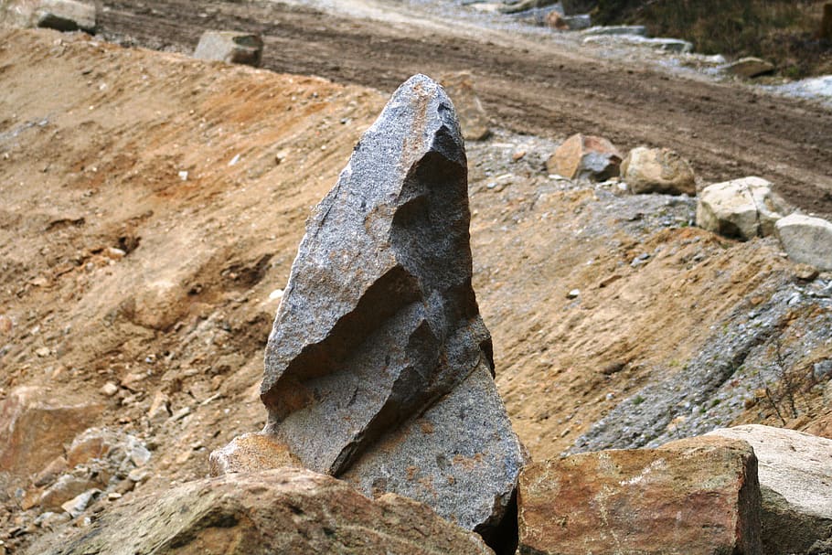 granite, quarry, rock, pieces of stone, stone, outdoor, boulder, granite mining, granite factory, close-up