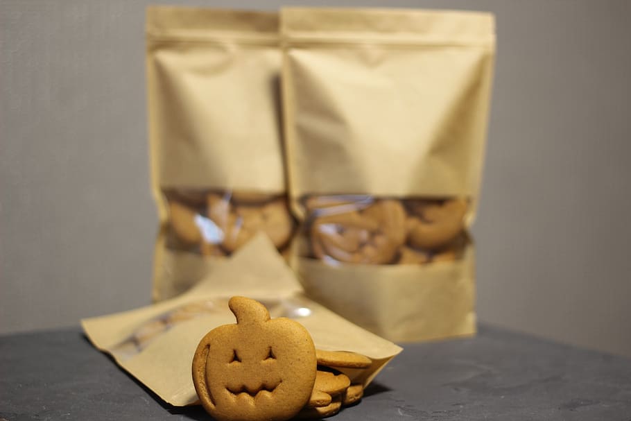 halloween, cookies, dessert, paper bag, delicious, pumpkin, grin, sweet, jinjer, food and drink