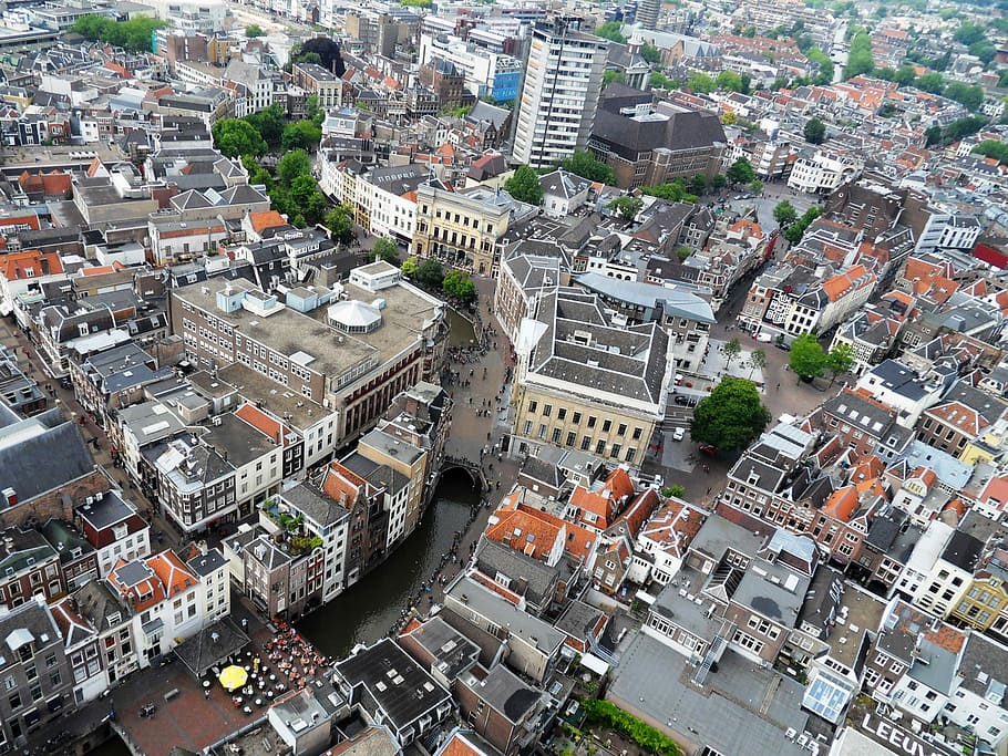 tower., View, Utrecht, Netherlands, DOM tower, buildings, city, metropolis, public domain, cityscape