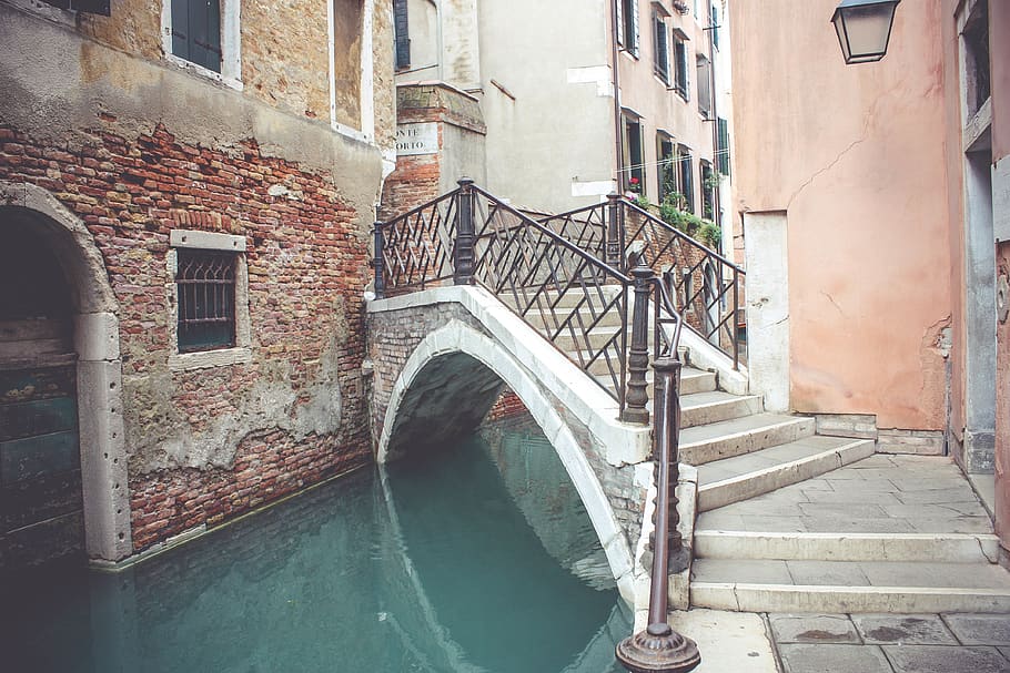 building, structure, architecture, window, alley, steel, stairs, stairway, water, canal