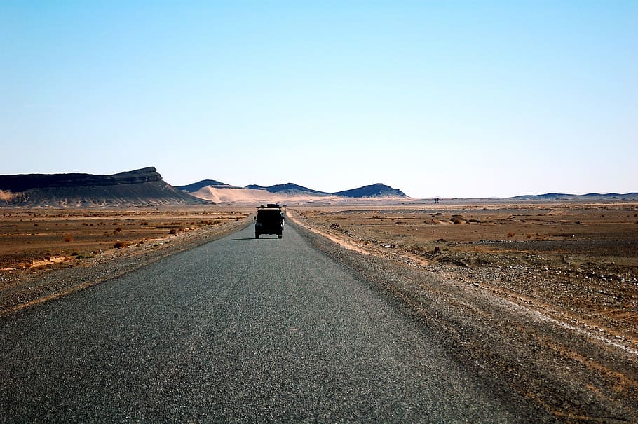black, suv, running, road, surrounded, day, Morocco, Africa, Rally, Desert