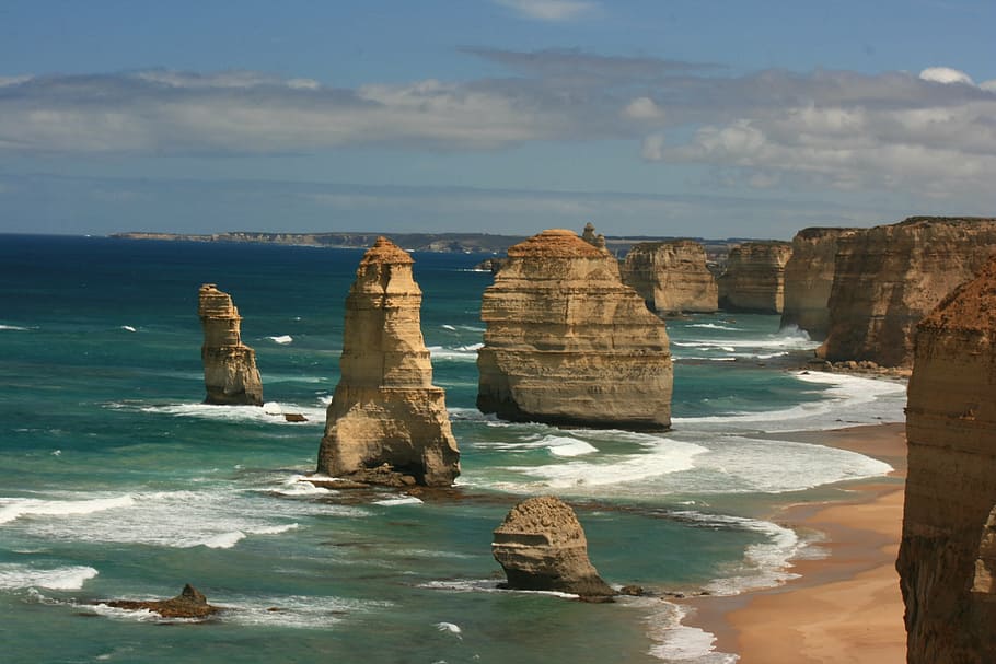 pedras, mar, doze apóstolo, austrália, va, praia, costa, natureza, penhasco, paisagem marinha