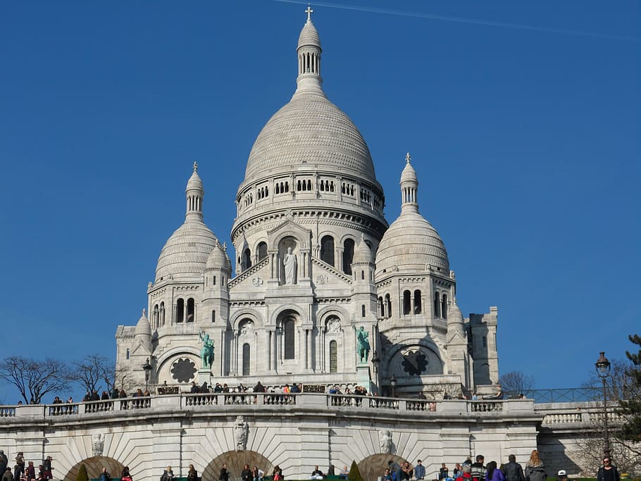 Sacre Coeur, París, Montmartre, Basílica, arquitectura, cúpula, exterior del edificio, ningún pueblo, gobierno, día